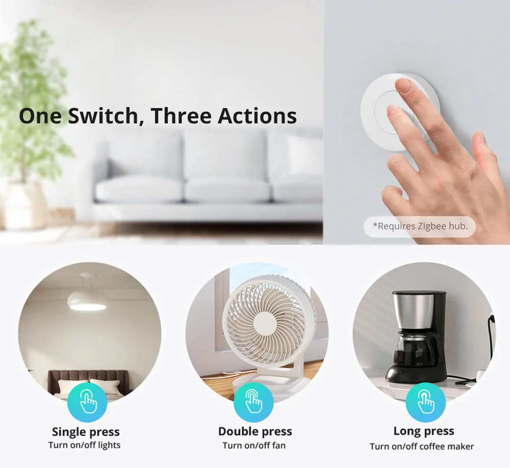 SONOFF SNZB-01P Zigbee Wireless Switch Button Smart Scene Switch Home Automation Control for EWeLink APP Alexa SmartThings