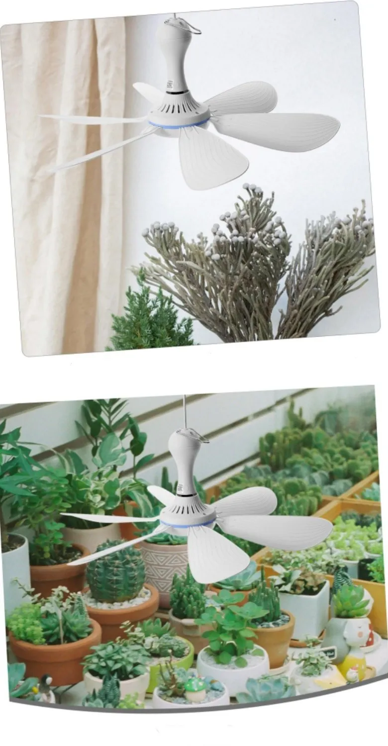 XIAOTREE USB Ceiling Fan DC 5V Air Circulator Fan 6 Detachable Blades Portable Hanging Ceiling Fans Camping Fan for RV & Home