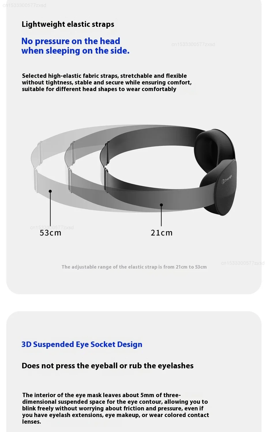 Dreamlight 3D Travel Eye Mask Sleep Blackout 3D Stereoscopic Aid Portable Adjustable Concave Molded Sleeping Eye Mask