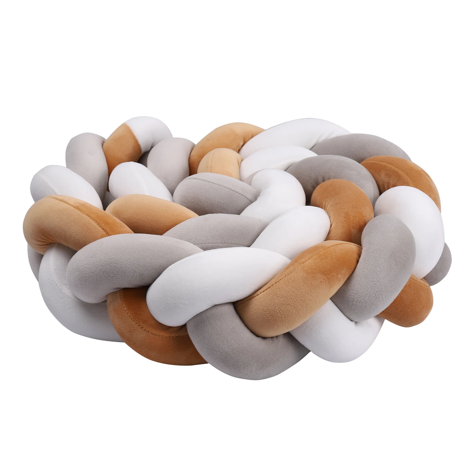 1-4M Baby Bed Bumper Handmade Knotted Braid Weaving Plush Crib Protector Infant Knot Pillow Baby Room Decor