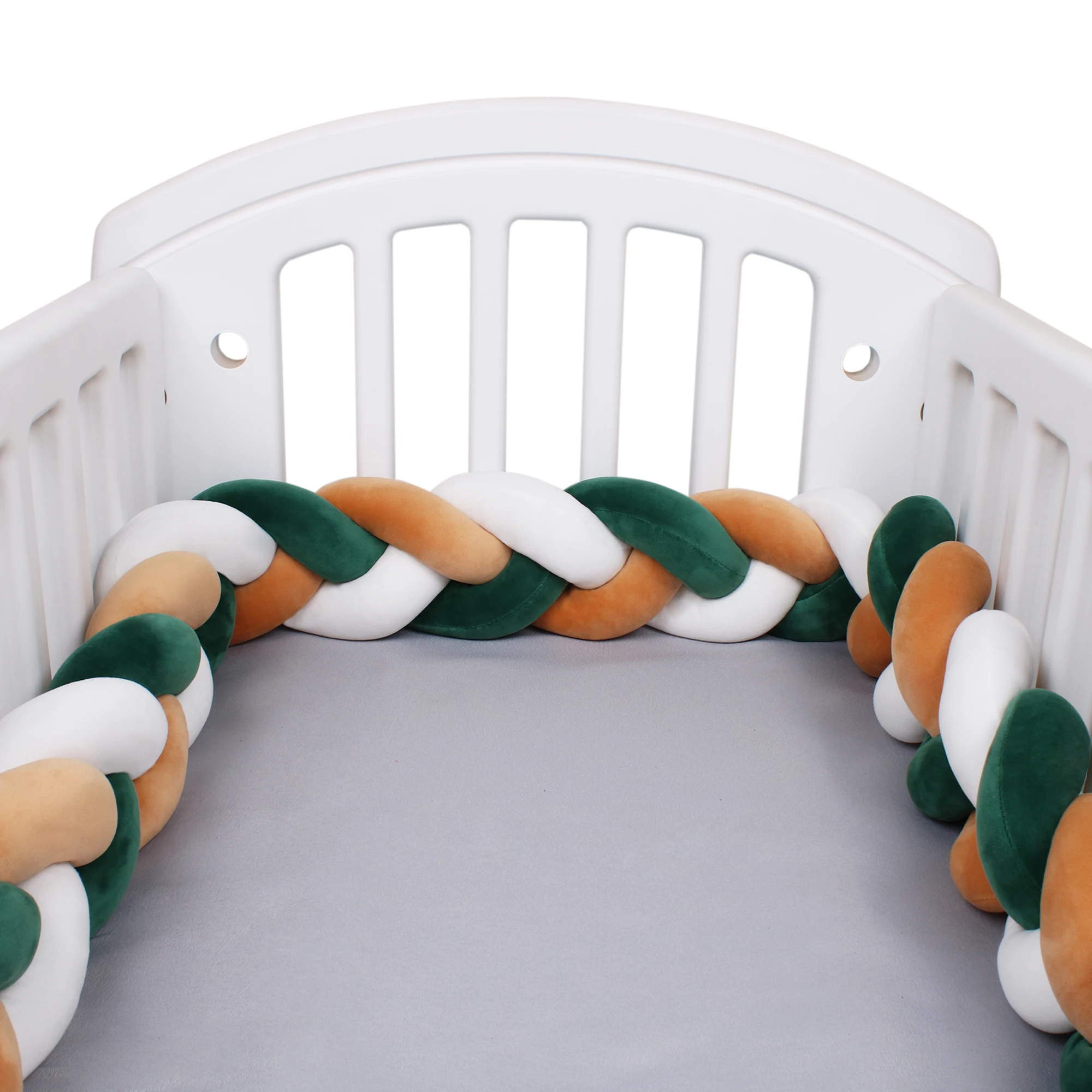 1-4M Baby Bed Bumper Handmade Knotted Braid Weaving Plush Crib Protector Infant Knot Pillow Baby Room Decor