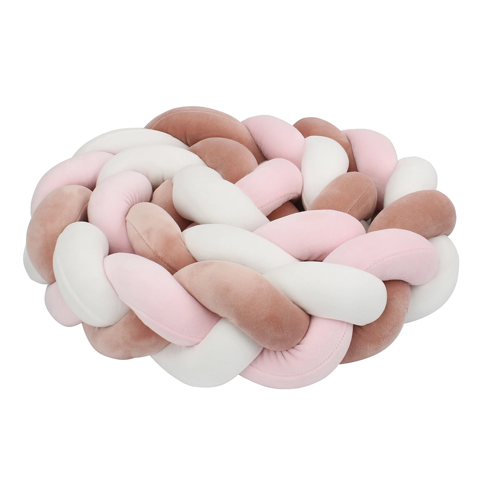 1-4M Baby Bed Bumper Handmade Knotted Braid Weaving Plush Crib Protector Infant Knot Pillow Baby Room Decor