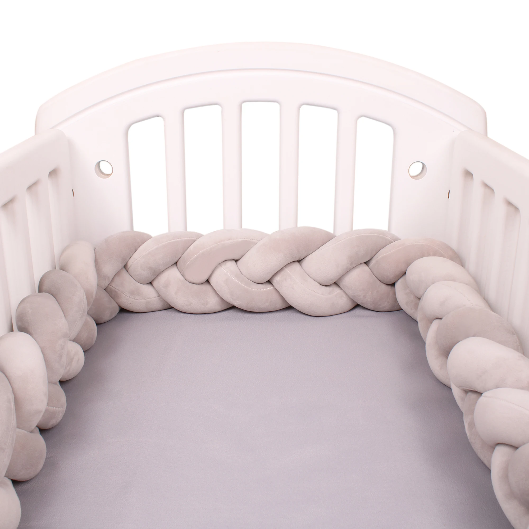 1-4M Baby Bed Bumper Handmade Knotted Braid Weaving Plush Crib Protector Infant Knot Pillow Baby Room Decor