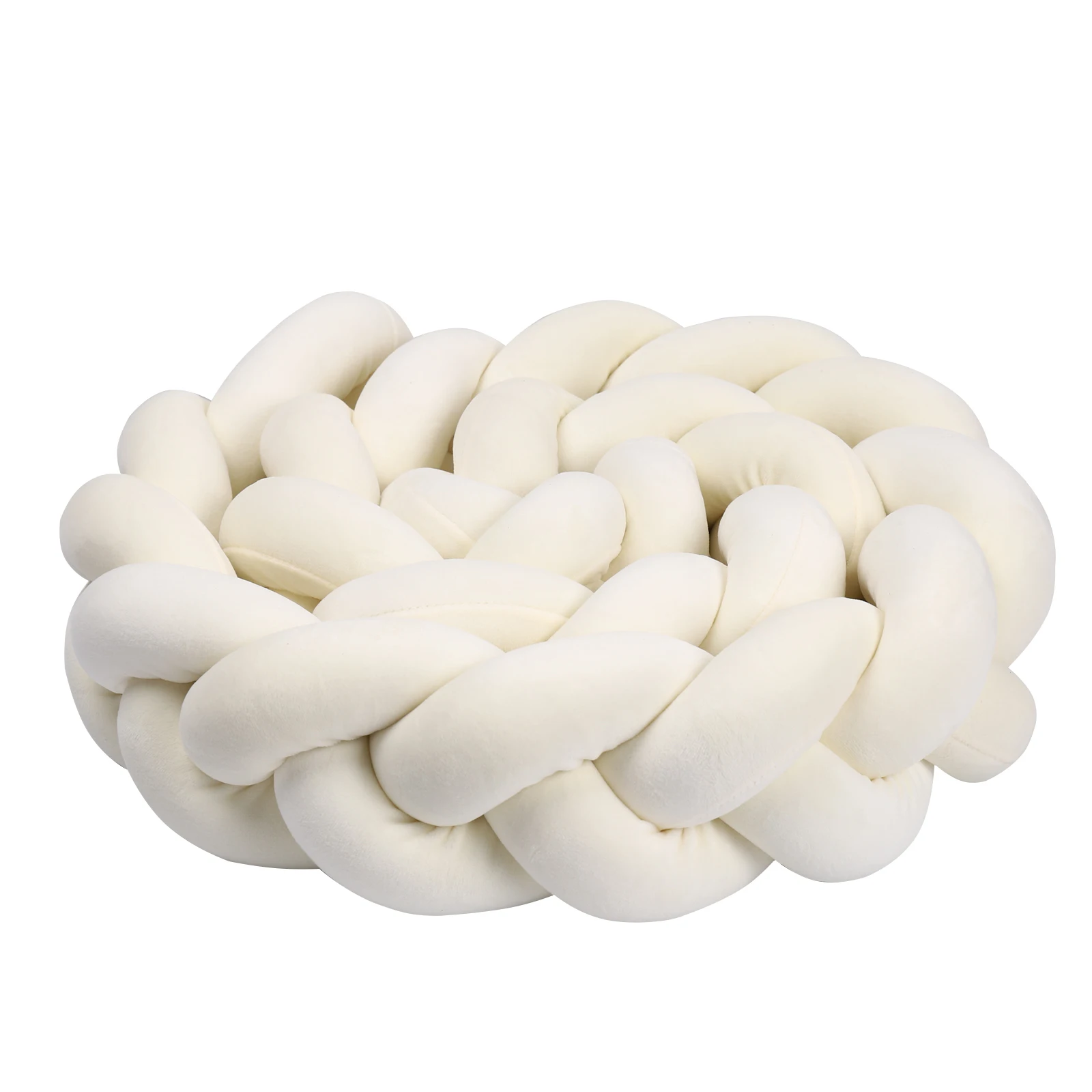 1-4M Baby Bed Bumper Handmade Knotted Braid Weaving Plush Crib Protector Infant Knot Pillow Baby Room Decor