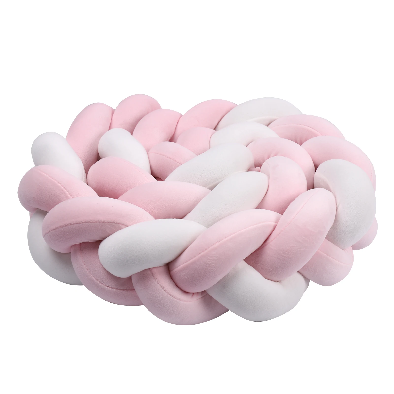 1-4M Baby Bed Bumper Handmade Knotted Braid Weaving Plush Crib Protector Infant Knot Pillow Baby Room Decor