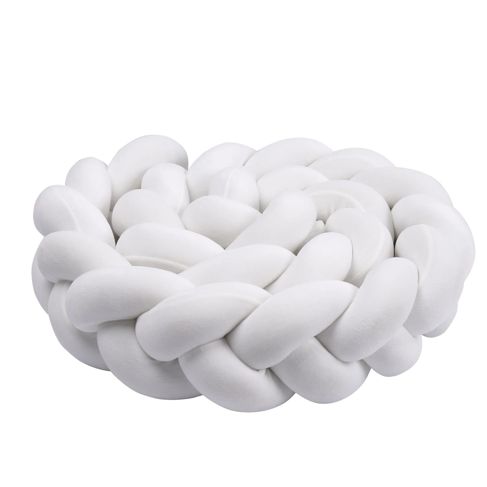1-4M Baby Bed Bumper Handmade Knotted Braid Weaving Plush Crib Protector Infant Knot Pillow Baby Room Decor