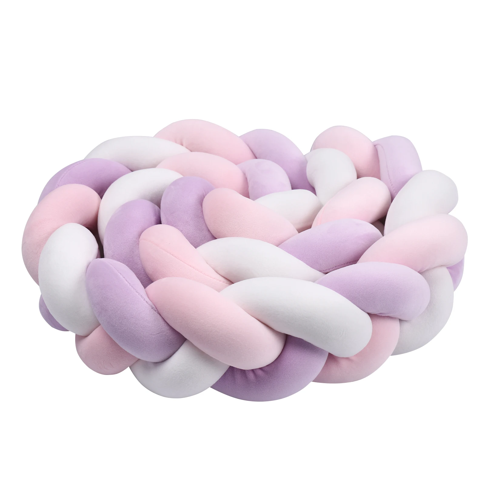 1-4M Baby Bed Bumper Handmade Knotted Braid Weaving Plush Crib Protector Infant Knot Pillow Baby Room Decor