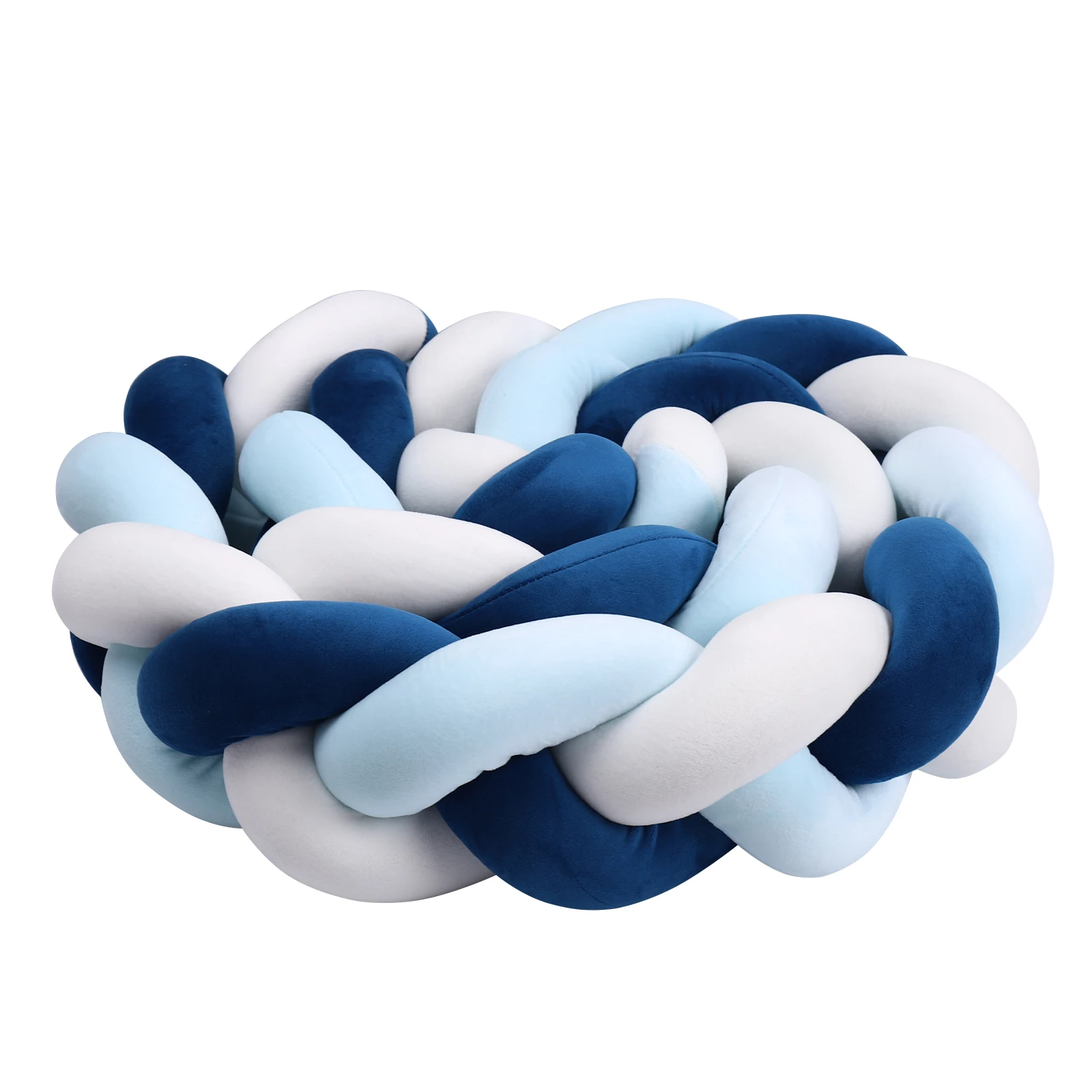 1-4M Baby Bed Bumper Handmade Knotted Braid Weaving Plush Crib Protector Infant Knot Pillow Baby Room Decor