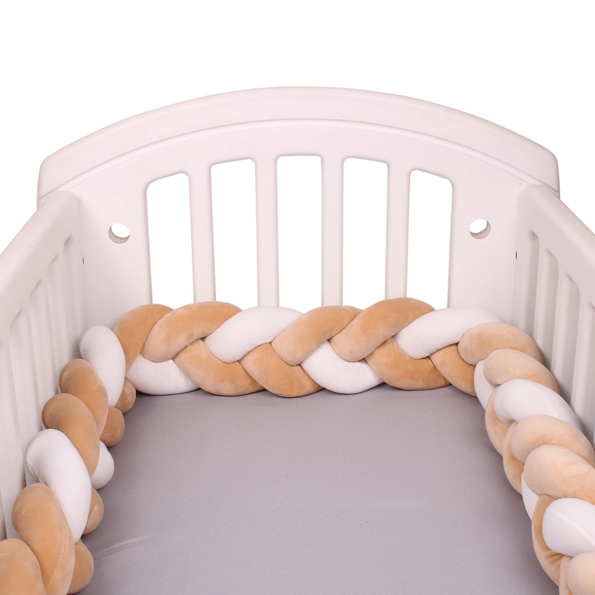 1-4M Baby Bed Bumper Handmade Knotted Braid Weaving Plush Crib Protector Infant Knot Pillow Baby Room Decor