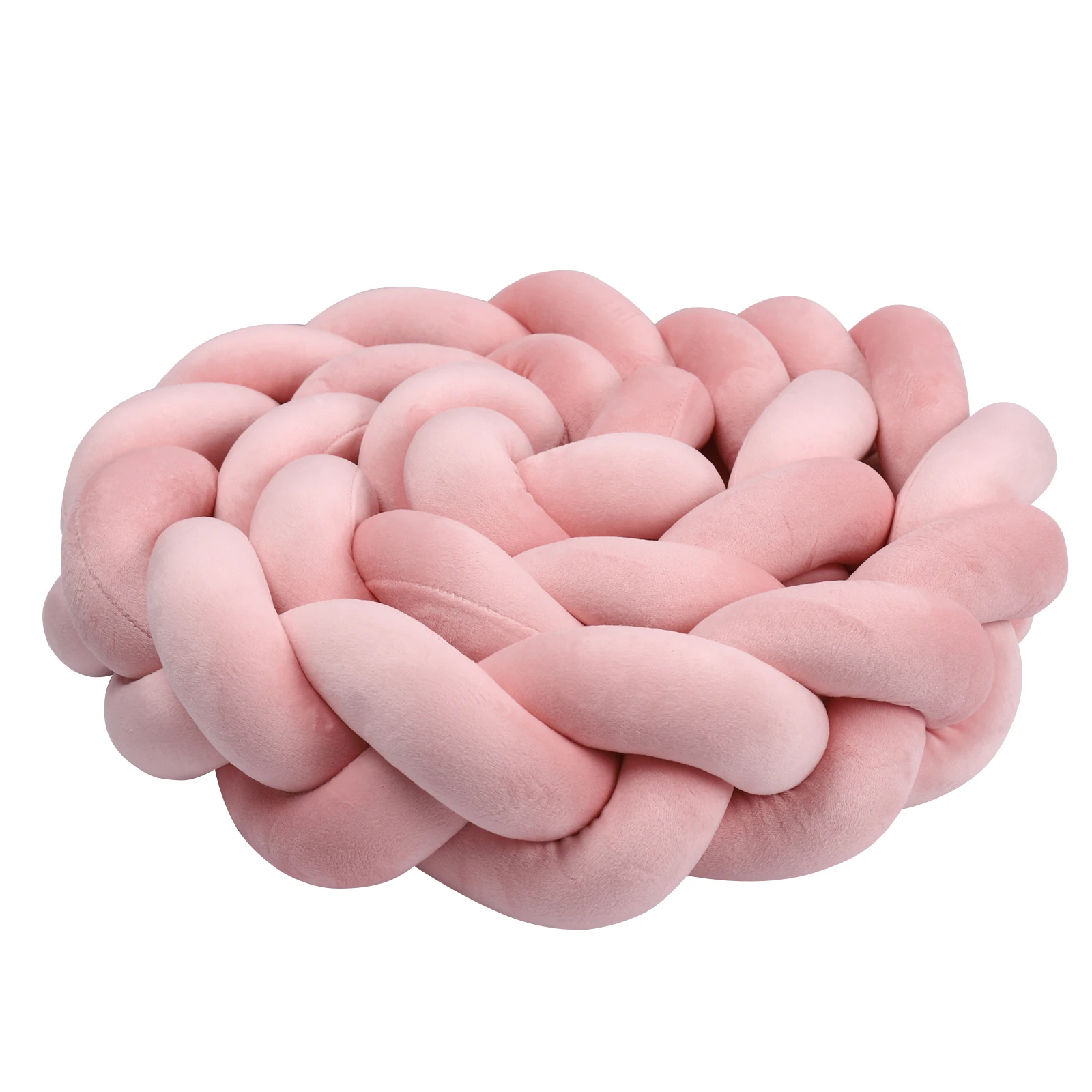 1-4M Baby Bed Bumper Handmade Knotted Braid Weaving Plush Crib Protector Infant Knot Pillow Baby Room Decor
