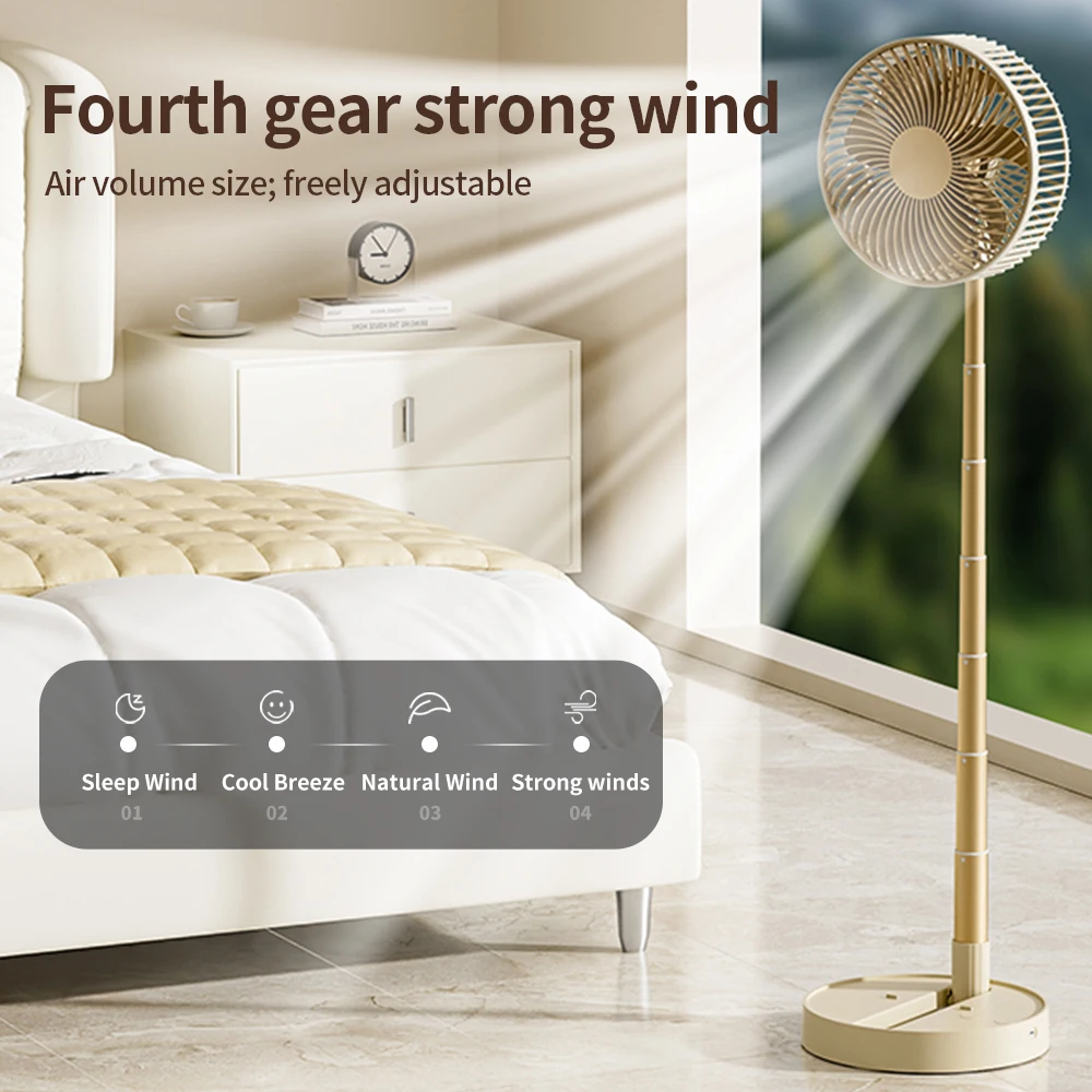 USB Foldable Portable Fan with 8inch 4 Speeds & Timing, Battery Operated Mini Floor Fan for Bedroom, Indoor or Outdoor,Table Fan