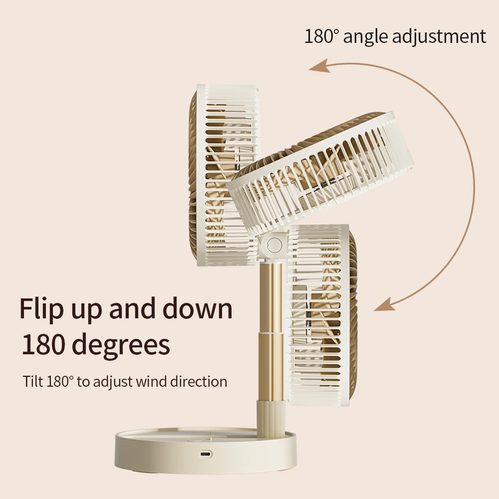 USB Foldable Portable Fan with 8inch 4 Speeds & Timing, Battery Operated Mini Floor Fan for Bedroom, Indoor or Outdoor,Table Fan