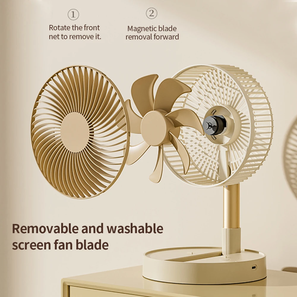 USB Foldable Portable Fan with 8inch 4 Speeds & Timing, Battery Operated Mini Floor Fan for Bedroom, Indoor or Outdoor,Table Fan