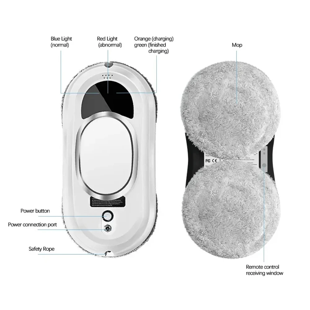 Electric Window Cleaning Robot 5600Pa Automatic & Remot Control Limpiacristales Vacuum Glass Washing Robot for Home Appliances