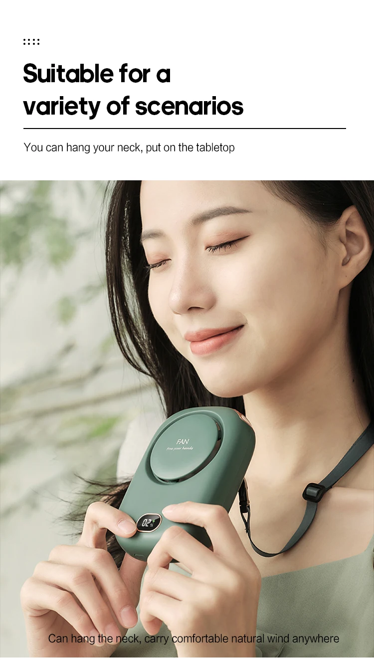 Portable Hanging Neck Fan Mini Cooling Waist Fans Bladeless USB Rechargeable Sports Cooler Fan 1800mAh For Outdoor Sports Travel