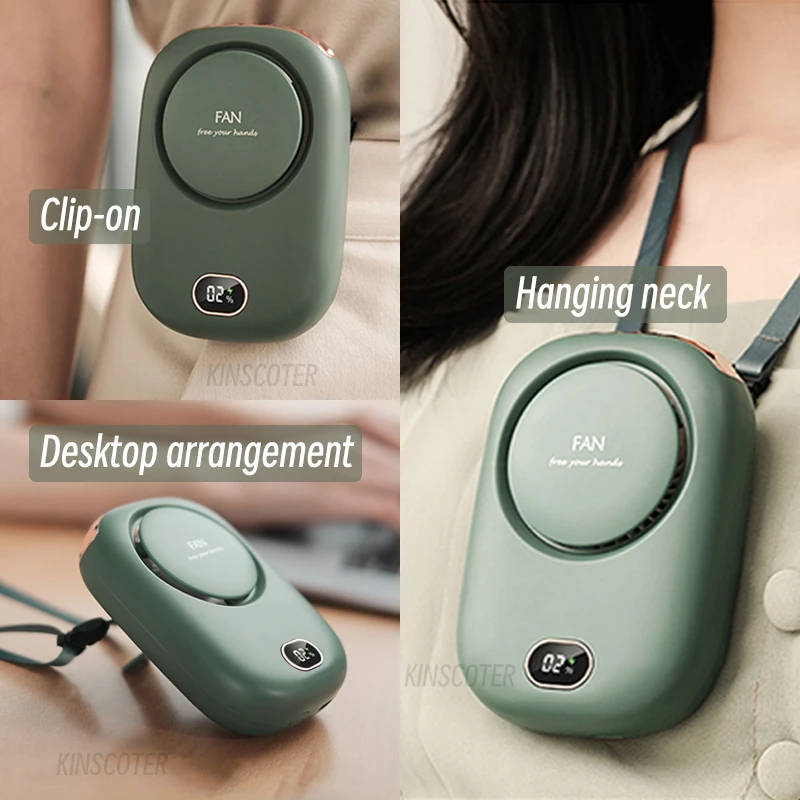 Portable Hanging Neck Fan Mini Cooling Waist Fans Bladeless USB Rechargeable Sports Cooler Fan 1800mAh For Outdoor Sports Travel