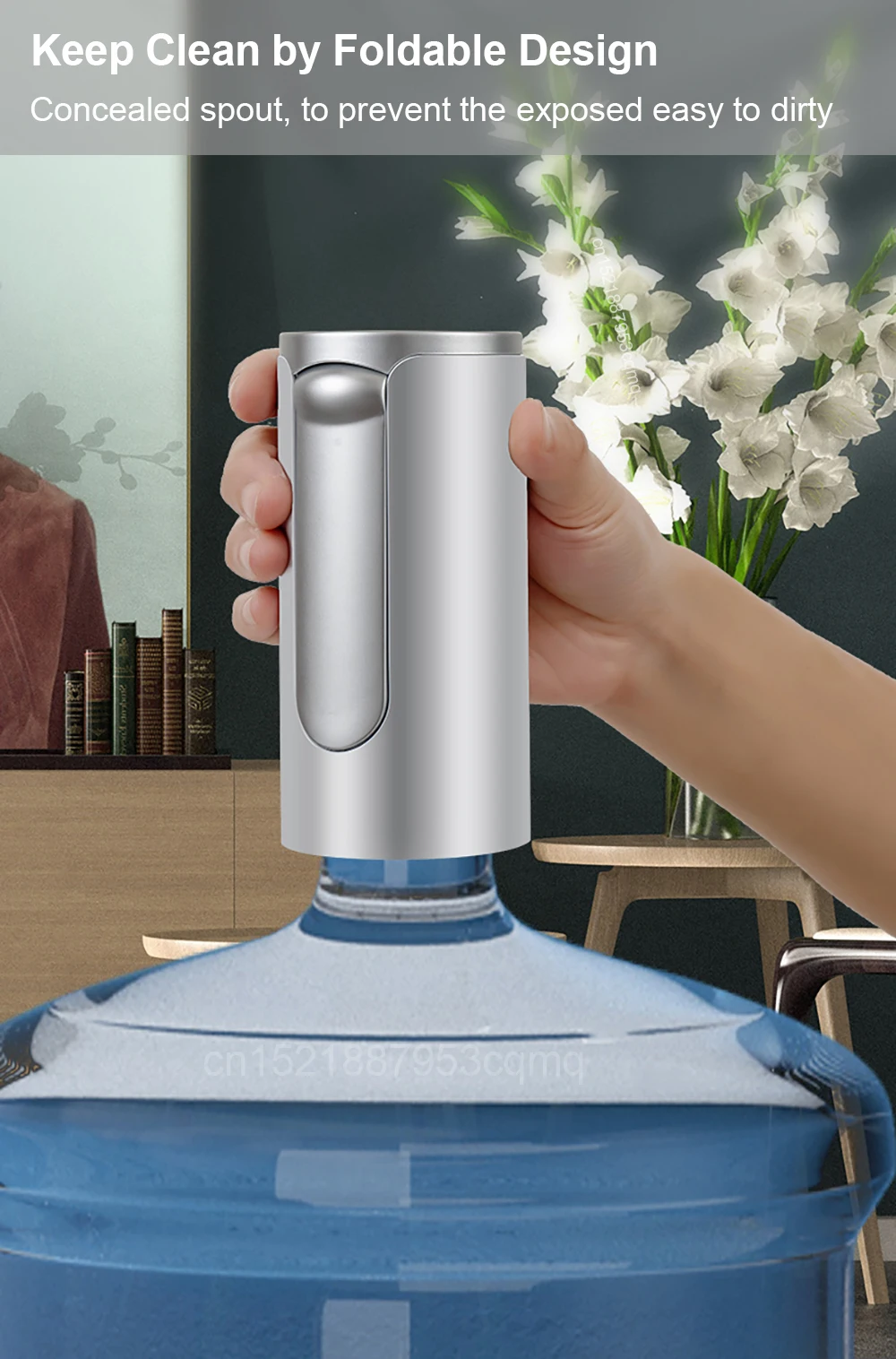 Electric Water Gallon Bottle Pump Foldable Automatic Water Dispenser 19 Liters Bottle Rechargeable Desktop Drinking Water Pump