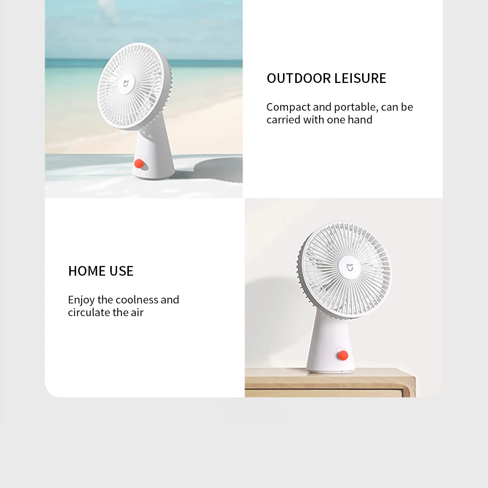 NEW MIJIA Portable Desk Fan USB Rechargeable Handheld Mini Electric Fans Cordless Air Cooling Small Fan 4 Gears Speed -CN