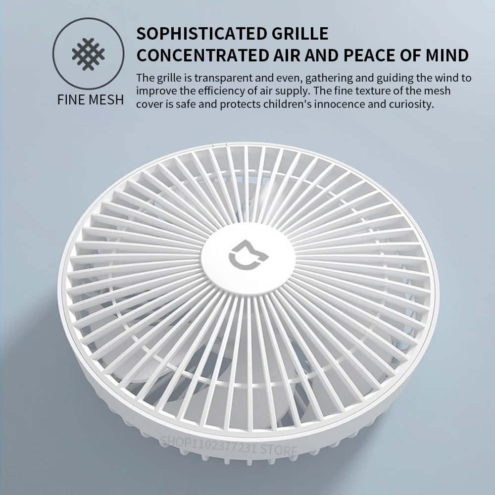NEW MIJIA Portable Desk Fan USB Rechargeable Handheld Mini Electric Fans Cordless Air Cooling Small Fan 4 Gears Speed -CN