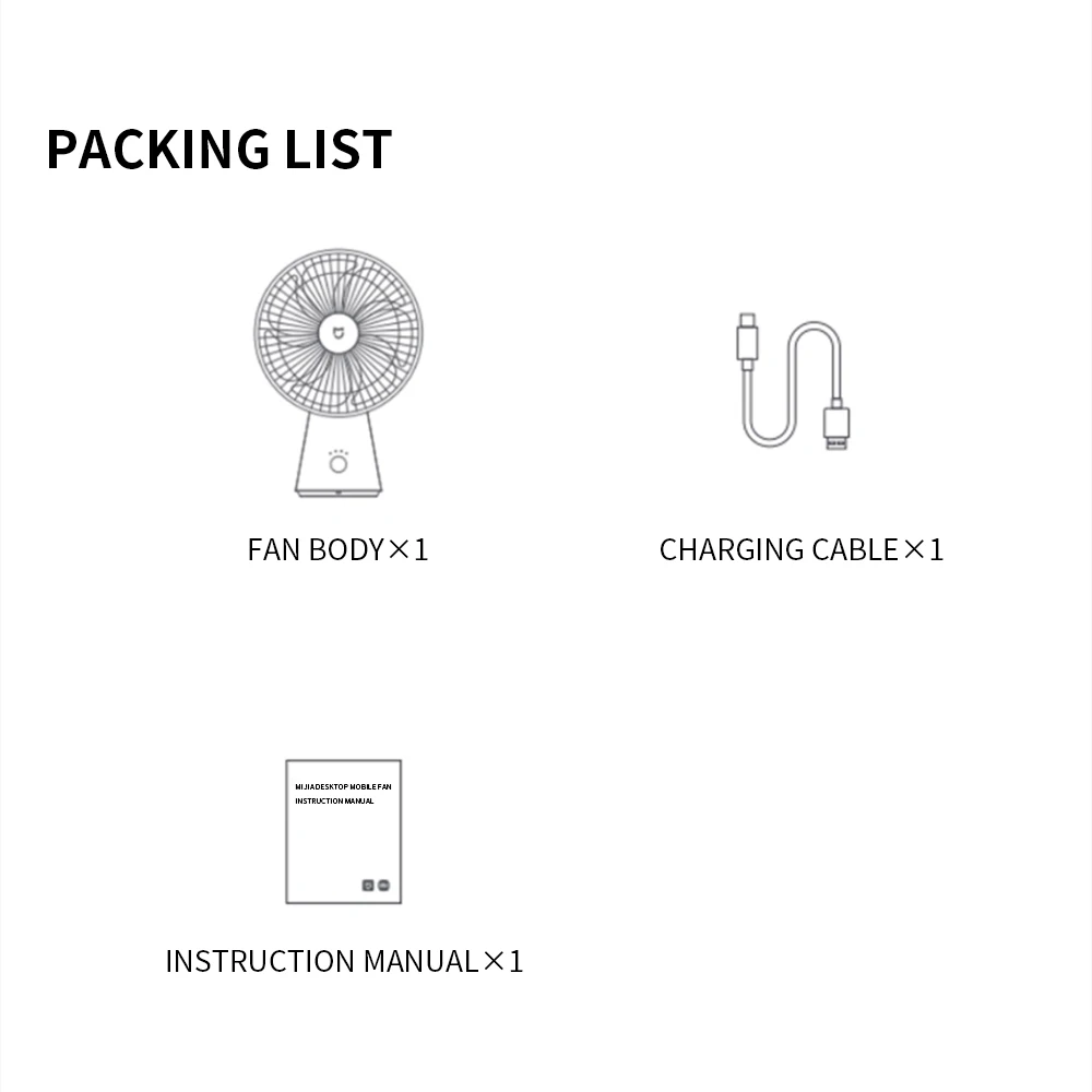 NEW MIJIA Portable Desk Fan USB Rechargeable Handheld Mini Electric Fans Cordless Air Cooling Small Fan 4 Gears Speed -CN