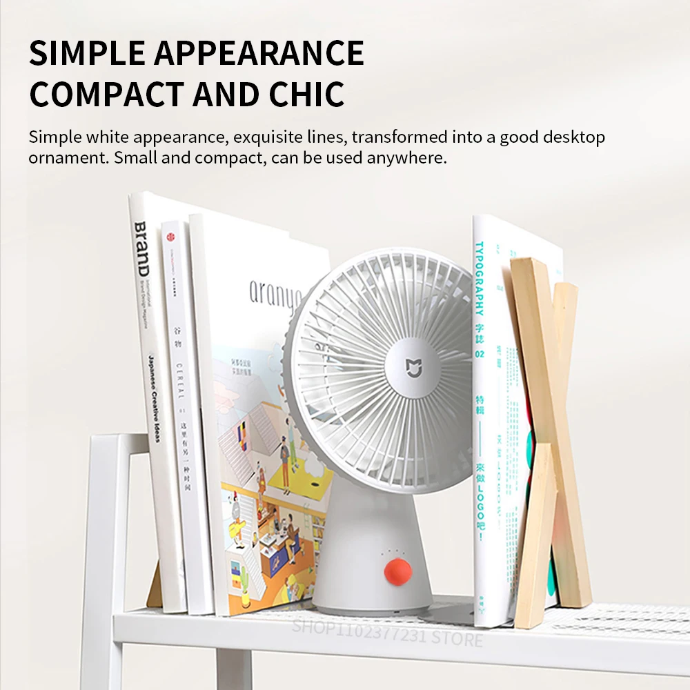 NEW MIJIA Portable Desk Fan USB Rechargeable Handheld Mini Electric Fans Cordless Air Cooling Small Fan 4 Gears Speed -CN