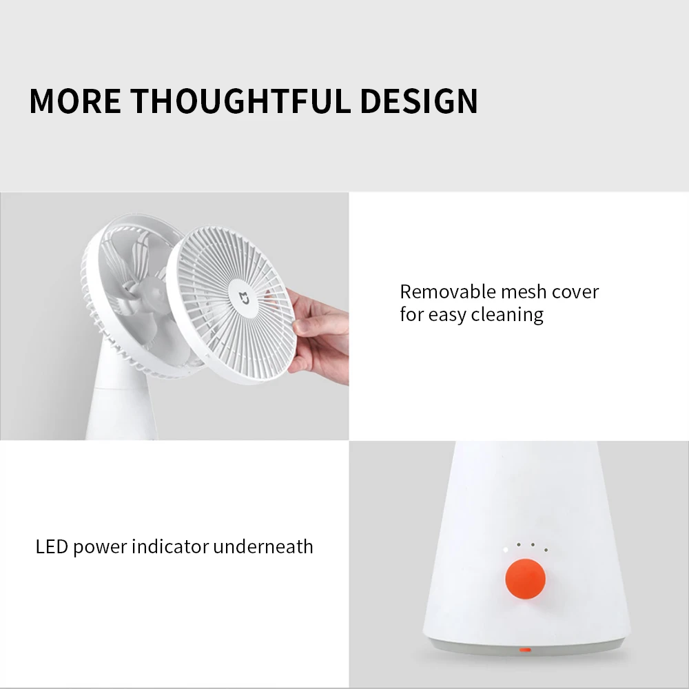NEW MIJIA Portable Desk Fan USB Rechargeable Handheld Mini Electric Fans Cordless Air Cooling Small Fan 4 Gears Speed -CN
