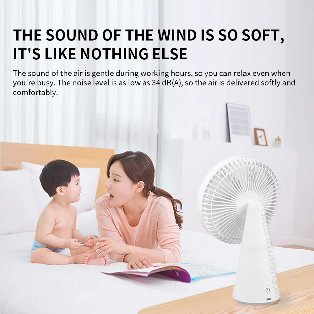 NEW MIJIA Portable Desk Fan USB Rechargeable Handheld Mini Electric Fans Cordless Air Cooling Small Fan 4 Gears Speed -CN