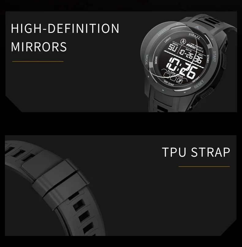 SMAEL 8105 Digital Watches Sports LED Wristwatches Men's 50m Waterproof Watch Digital Light Stopwatch Watch for Men