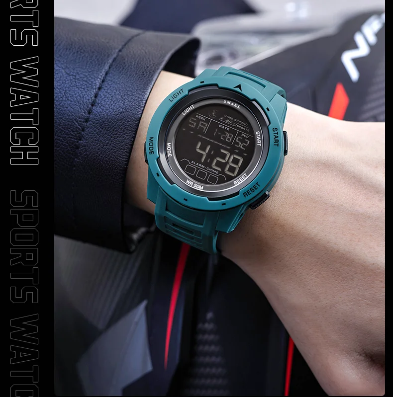 SMAEL 8105 Digital Watches Sports LED Wristwatches Men's 50m Waterproof Watch Digital Light Stopwatch Watch for Men