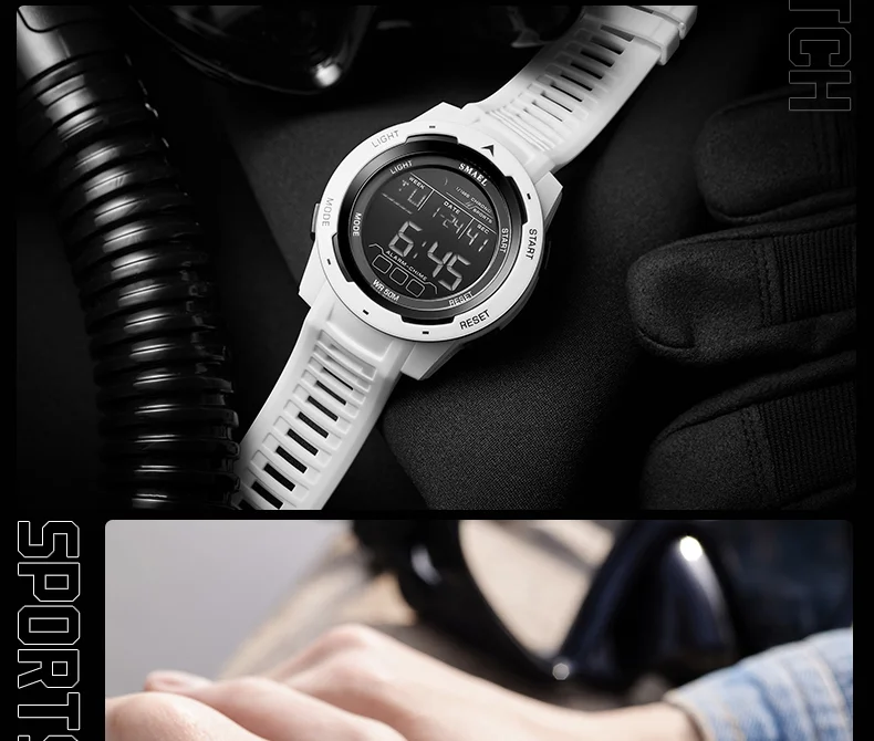 SMAEL 8105 Digital Watches Sports LED Wristwatches Men's 50m Waterproof Watch Digital Light Stopwatch Watch for Men