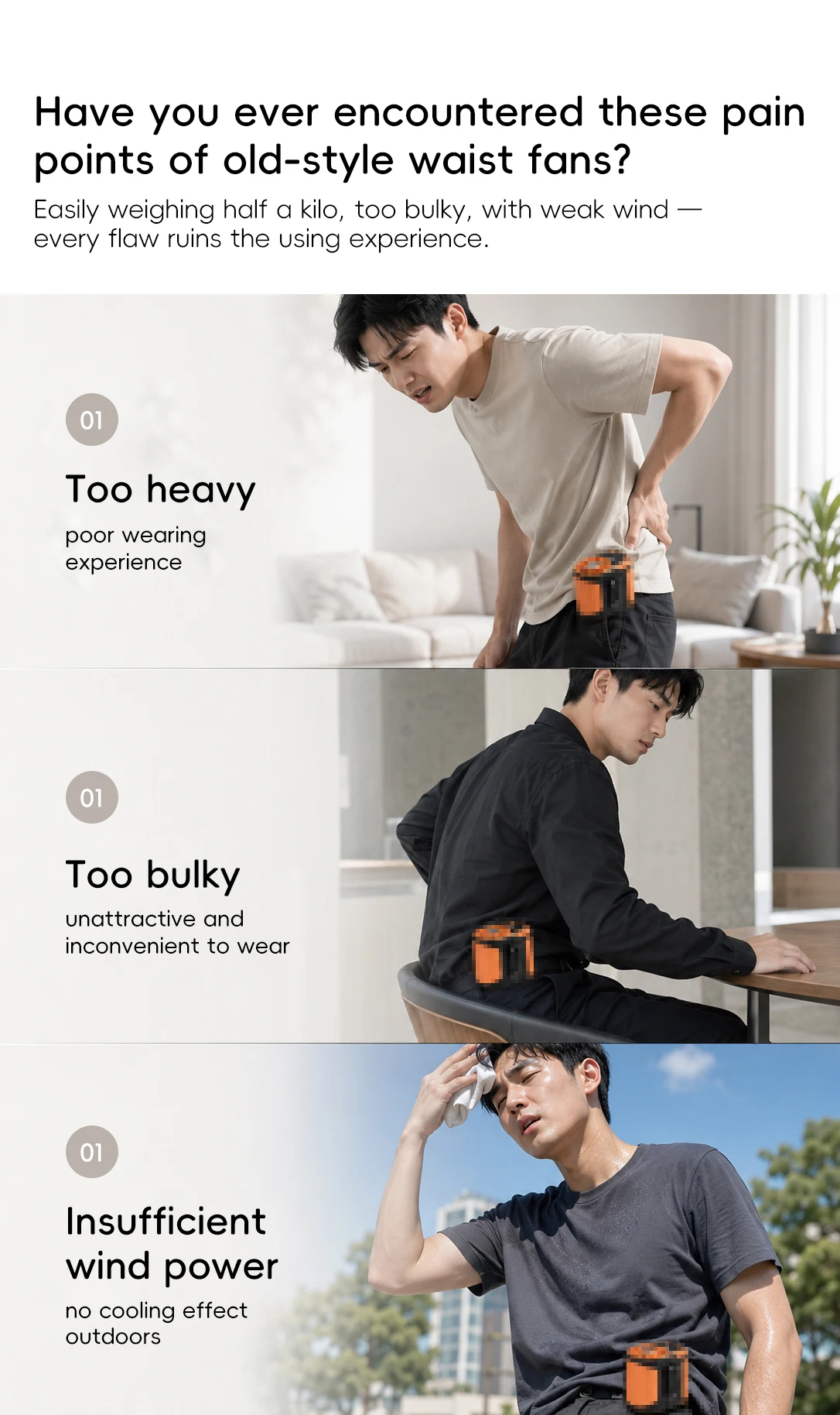 Multi-functional Waist Hanging Fan 4000mAh Mini Cooling Fan Five Speed Outdoor Portable Rechargeable Fan with Digital Display