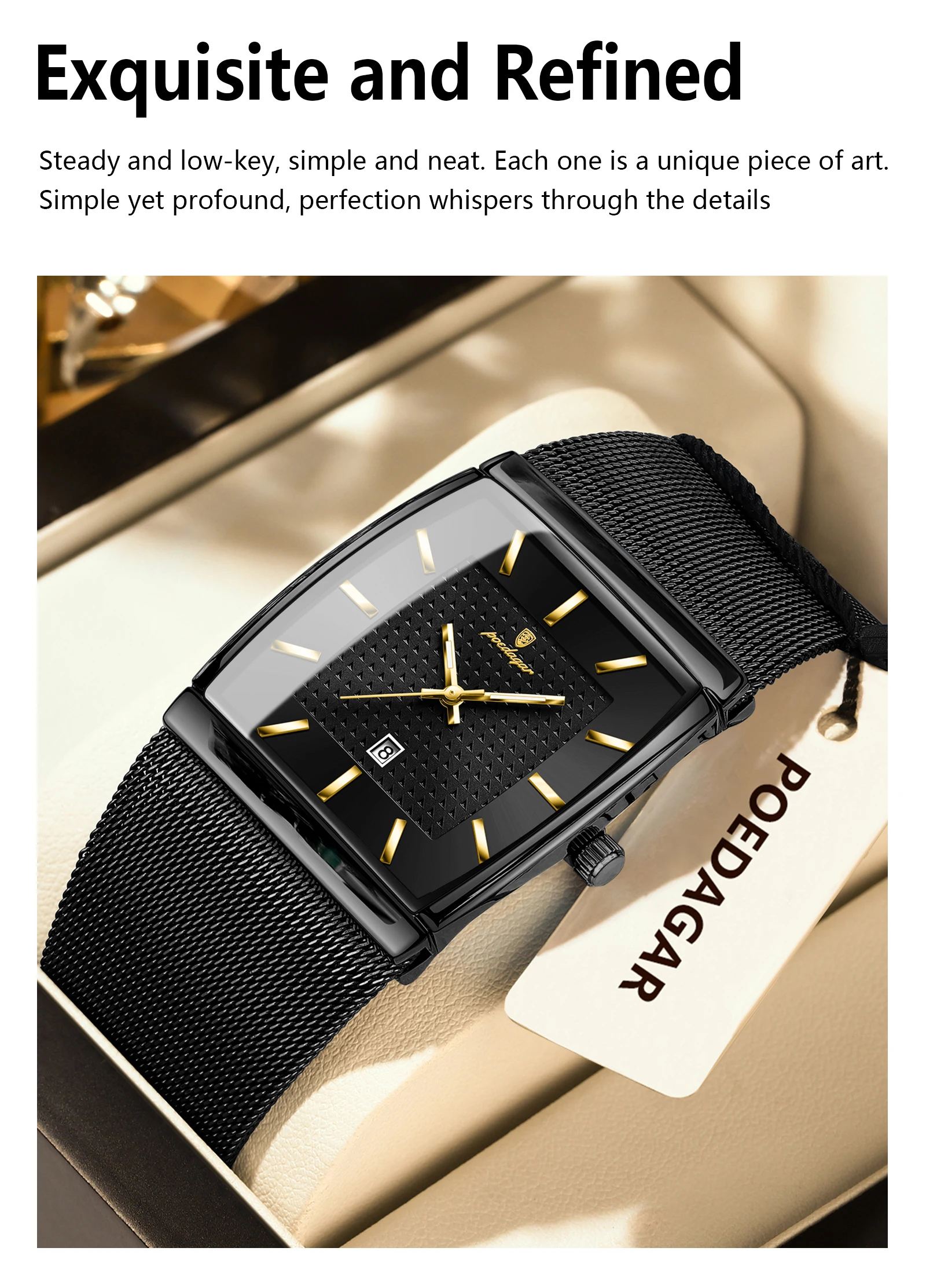 POEDAGAR Top Luxury Men Wristwatch Waterproof Luminous Stainless Steel Mesh Date Man Watch Fashion Business Quartz Men's Watches