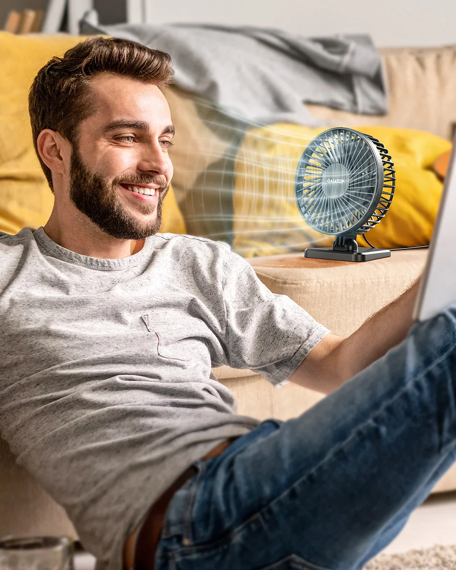GAIATOP Mini USB Desktop Fan Portable Fan Desktop Office USB Quiet Cooling Fans Three Speed Adjustment Suitable For Home Office