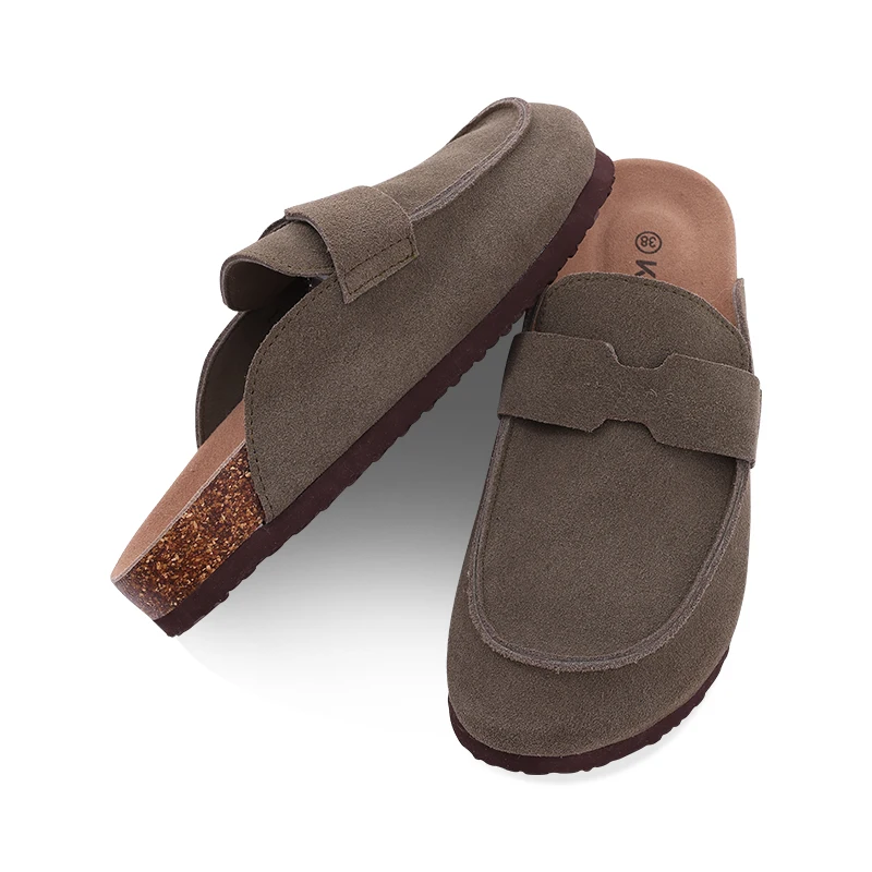 Litfun New Women Clogs For Women Fashion Cork Suede Mules Slipper Classic Cork Antislip For Outdoor Slippers With Arch Support