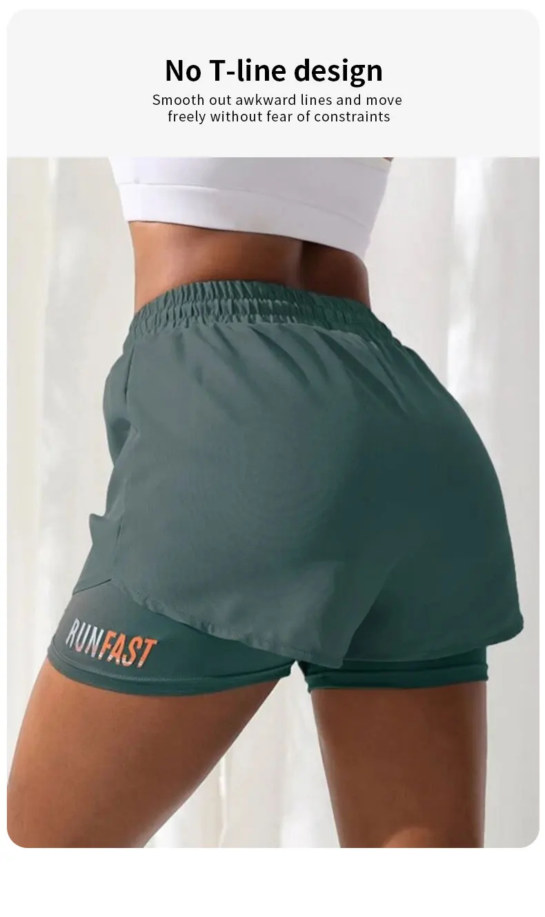 Women's High Rise Yoga Shorts With Elastic Proximity Control Running Shorts, Fake Two Pieces Pants