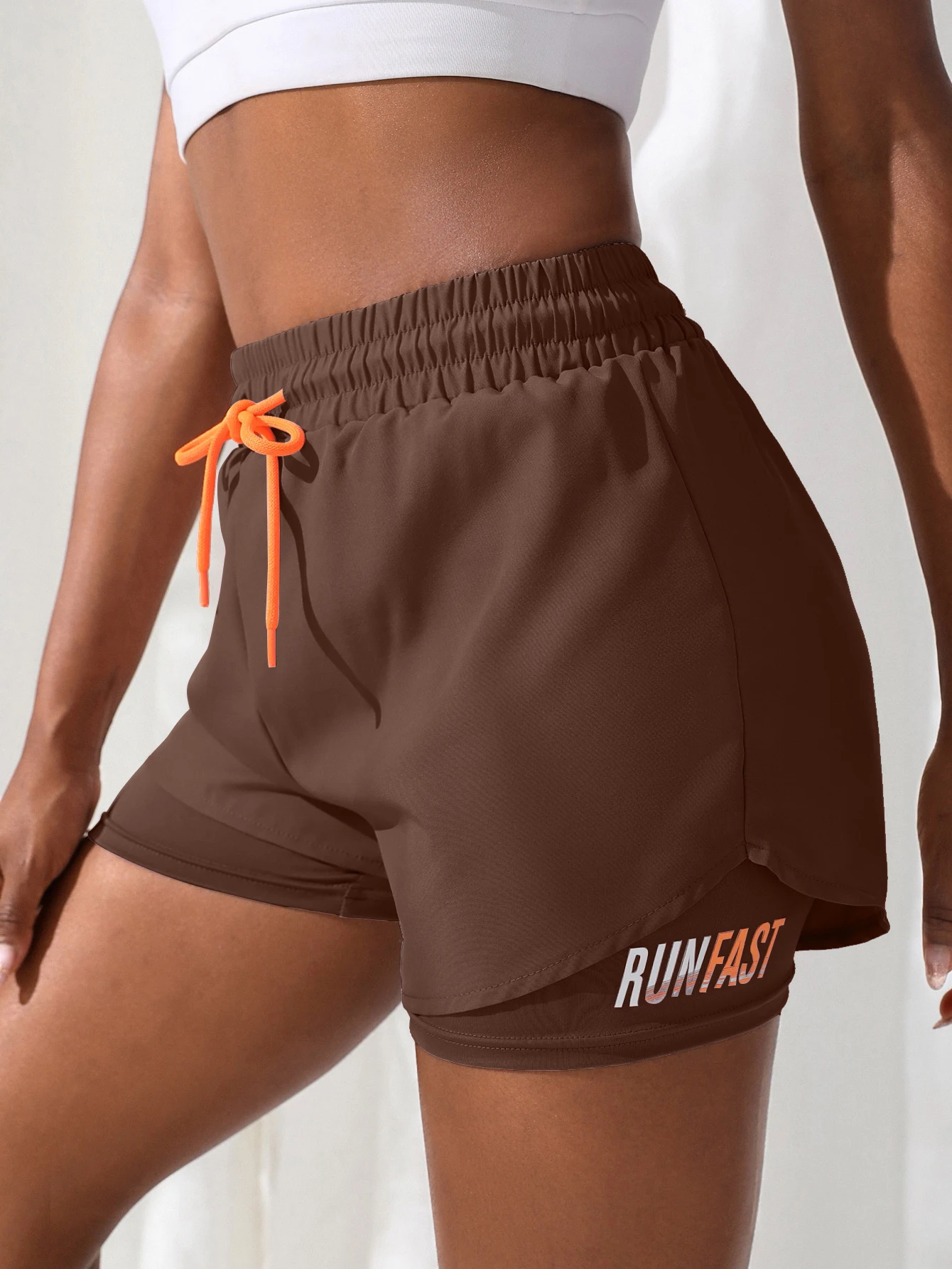 Women's High Rise Yoga Shorts With Elastic Proximity Control Running Shorts, Fake Two Pieces Pants