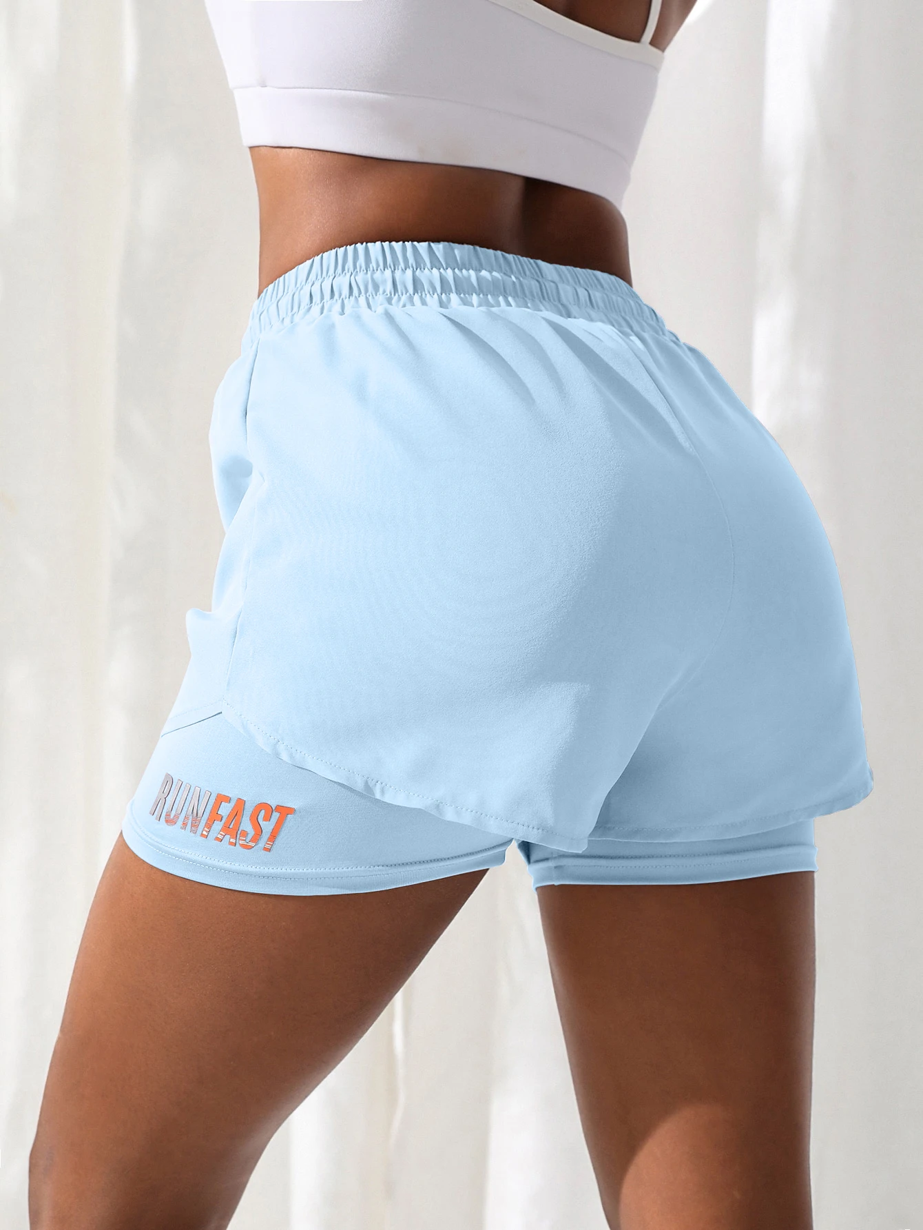 Women's High Rise Yoga Shorts With Elastic Proximity Control Running Shorts, Fake Two Pieces Pants