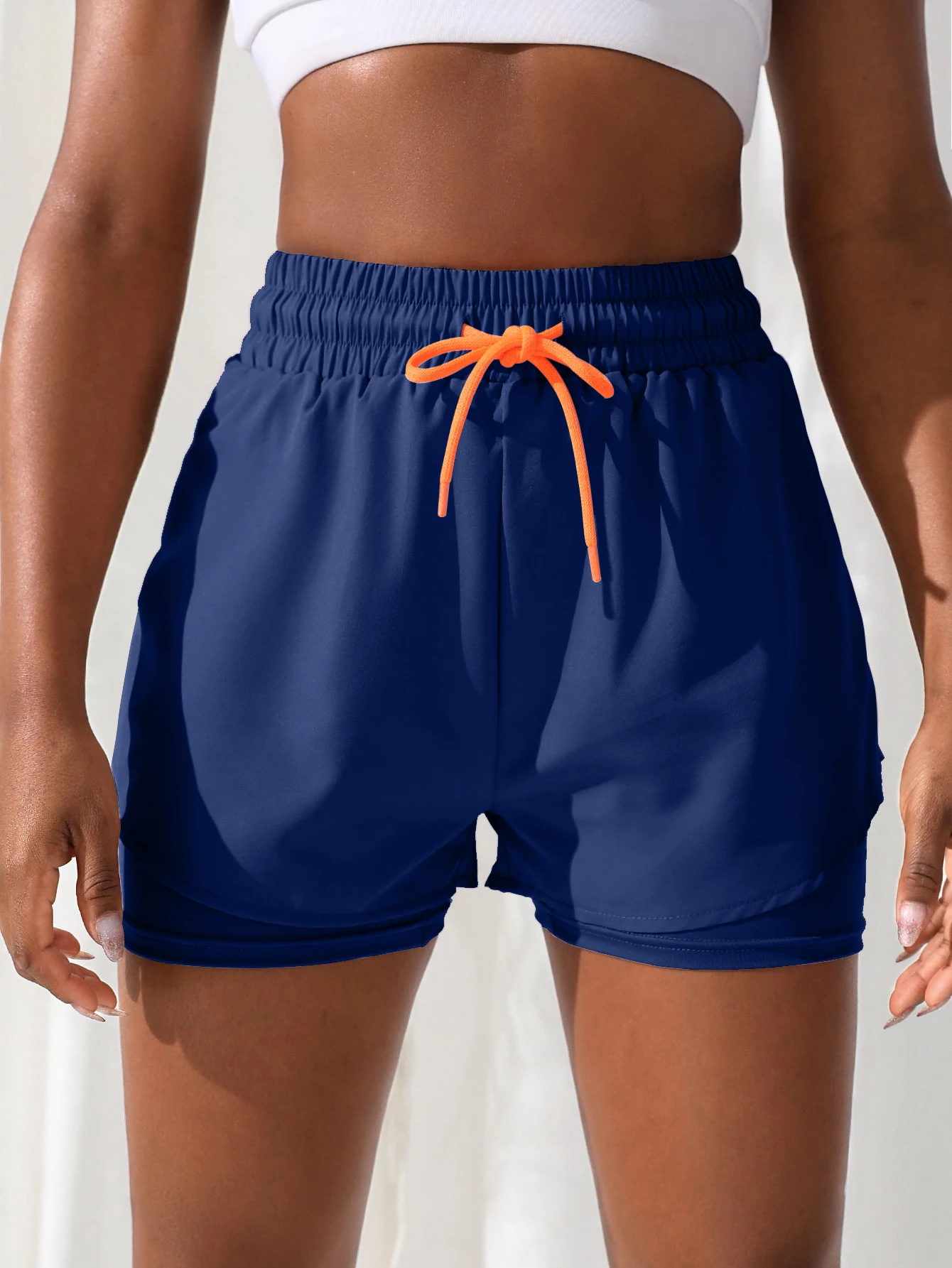 Women's High Rise Yoga Shorts With Elastic Proximity Control Running Shorts, Fake Two Pieces Pants
