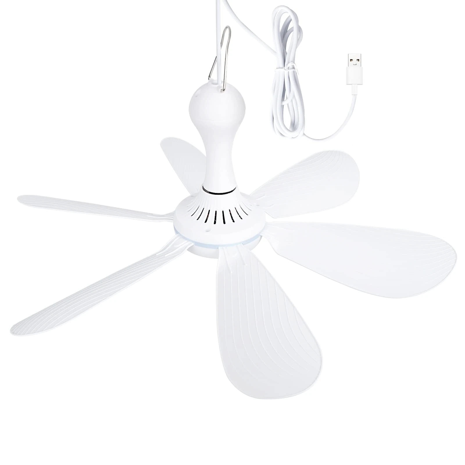 Silent 6 Leaves USB Powered Ceiling Canopy Fan with Remote Control Timing 4 Speed Hanging Fan for Camping Bed Dormitory Tent New