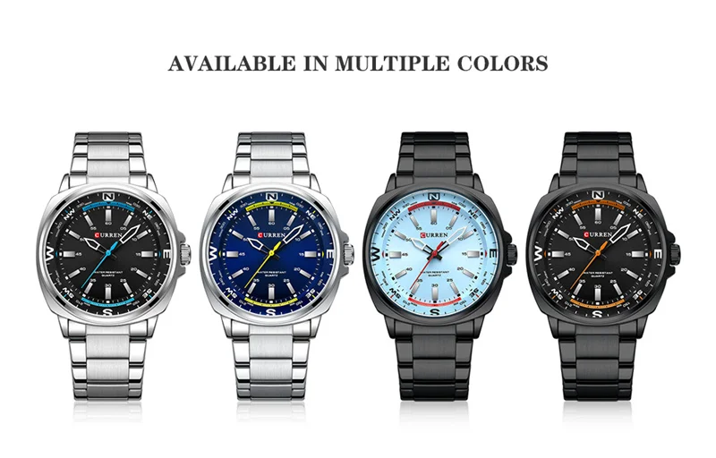 CURREN 8455 Men's Fashion Quartz Watch Business Stainless Steel Strap Night Light Waterproof Luxury Men's Watch Reloj Hombre