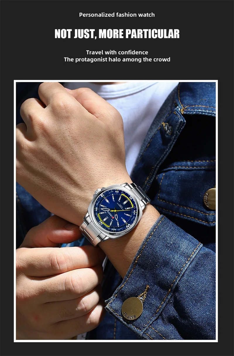 CURREN 8455 Men's Fashion Quartz Watch Business Stainless Steel Strap Night Light Waterproof Luxury Men's Watch Reloj Hombre