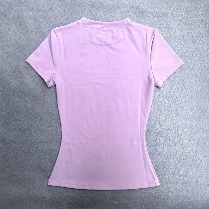 Summer Short Sleeve Yoga Top Women Workout Gym Crop Top Slim Fit Round Neck Yoga Shirt Seamless Sports Stretchy Shirts