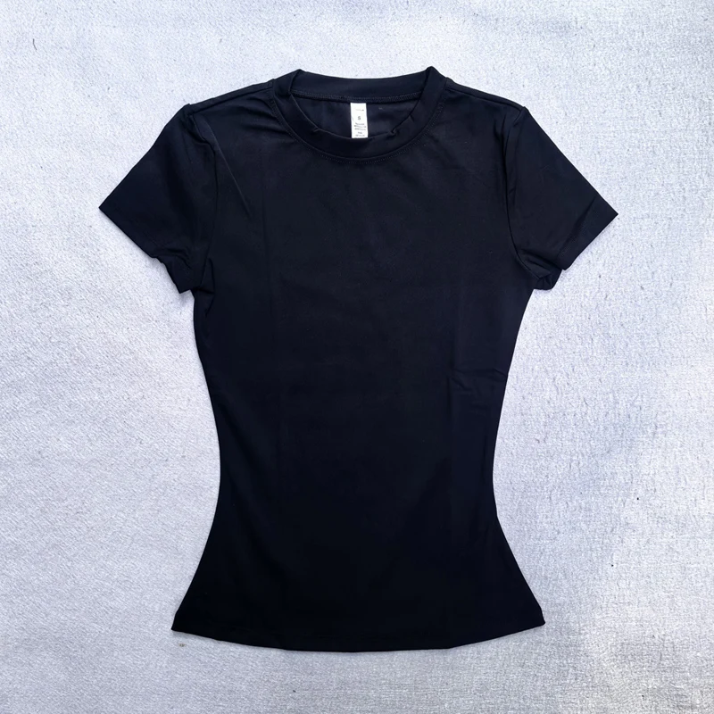 Summer Short Sleeve Yoga Top Women Workout Gym Crop Top Slim Fit Round Neck Yoga Shirt Seamless Sports Stretchy Shirts