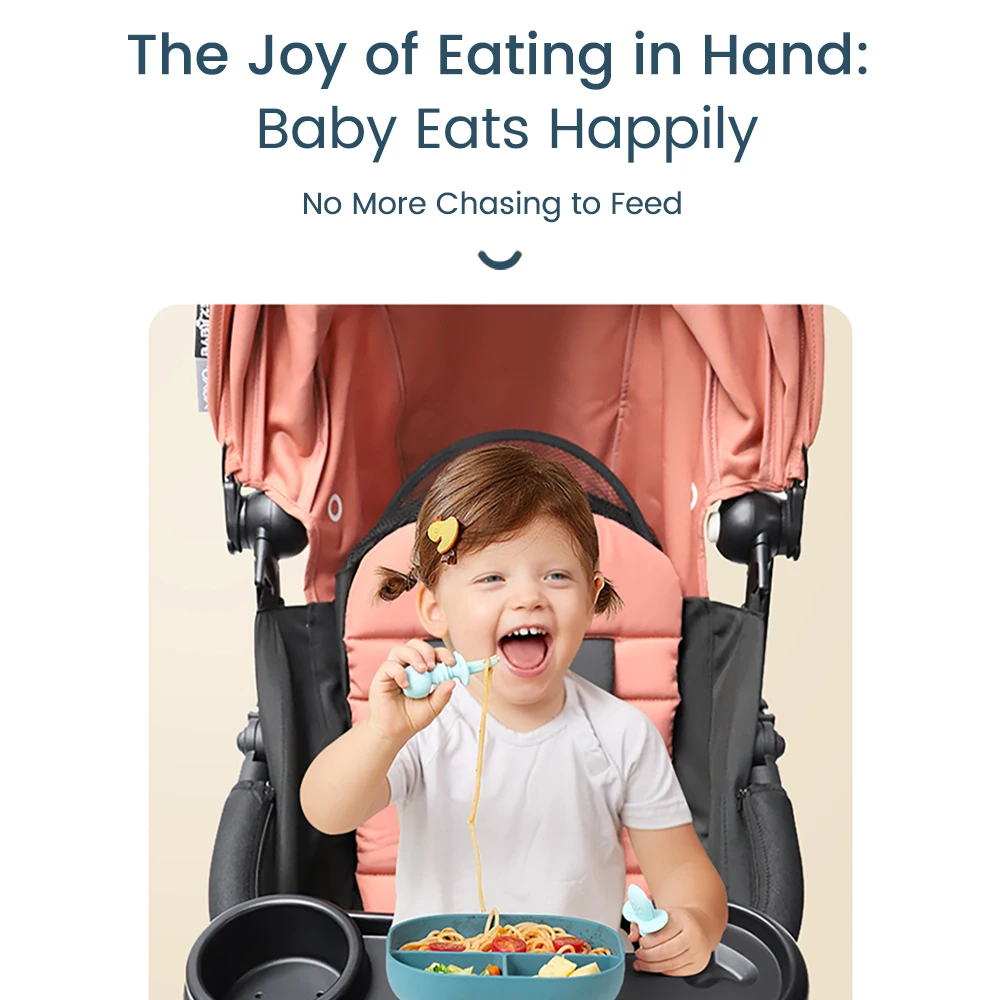 3-in-1 Universal Stroller Snack Tray Adjustable Cup Holder Phone Slot Compatible with Most Strollers Multifunctional Travel