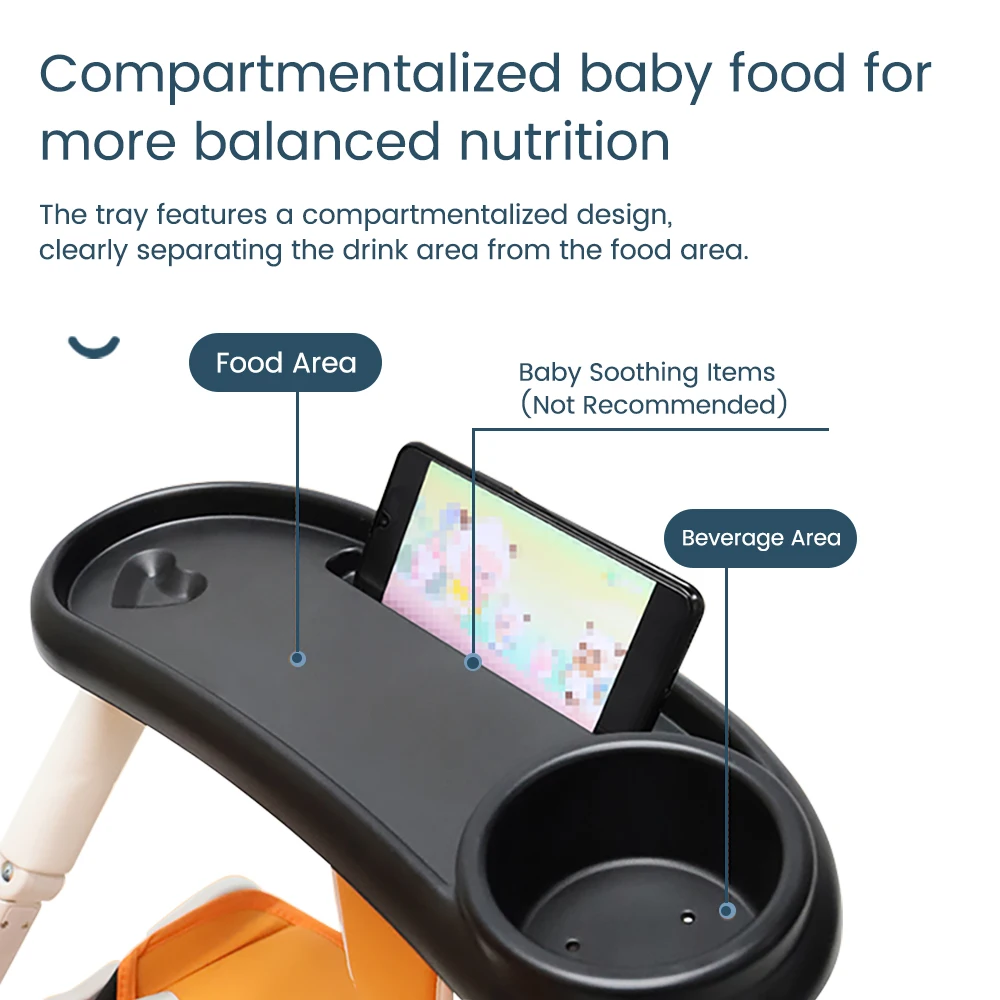 3-in-1 Universal Stroller Snack Tray Adjustable Cup Holder Phone Slot Compatible with Most Strollers Multifunctional Travel