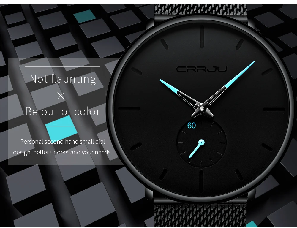 Men Watch CRRJU Watch Women Quartz Dress Watch for Men Dress Watches Fashion Unisex Ultra Thin Wristwatch Relojes Para Hombre