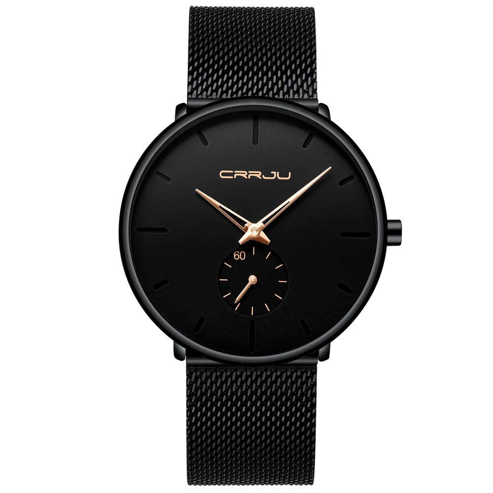 Men Watch CRRJU Watch Women Quartz Dress Watch for Men Dress Watches Fashion Unisex Ultra Thin Wristwatch Relojes Para Hombre