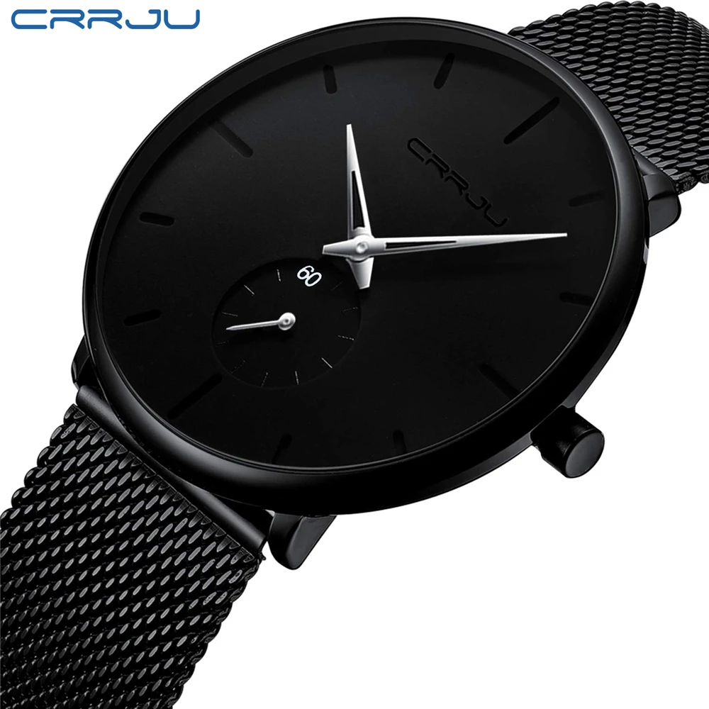 Men Watch CRRJU Watch Women Quartz Dress Watch for Men Dress Watches Fashion Unisex Ultra Thin Wristwatch Relojes Para Hombre