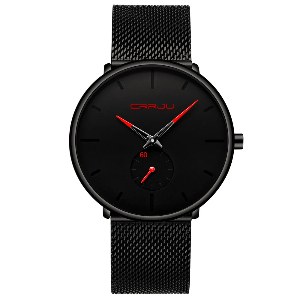 Men Watch CRRJU Watch Women Quartz Dress Watch for Men Dress Watches Fashion Unisex Ultra Thin Wristwatch Relojes Para Hombre