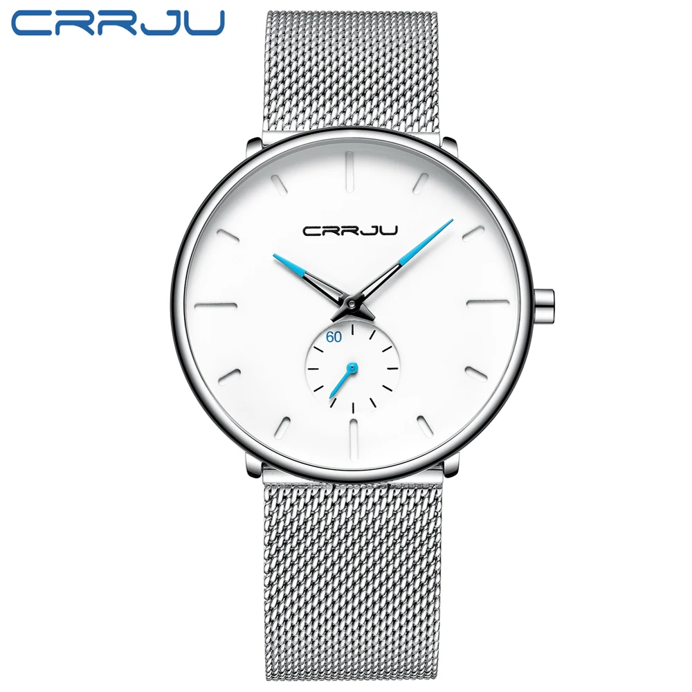 Men Watch CRRJU Watch Women Quartz Dress Watch for Men Dress Watches Fashion Unisex Ultra Thin Wristwatch Relojes Para Hombre